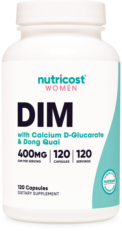 Nutricost Diindolylmethane DIM Supplement for Women 400mg, 120 Capsules, with Dong Quai, Calcium & Black Cohosh - Vegan, Non-GMO and Gluten Free