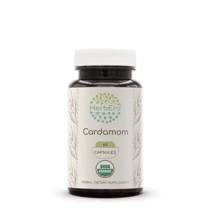 Cardamom USDA Organic 60 Capsules | Natural Herbal Supplement | Certified Organic Vegetarian Capsules and Organic Cardamom (Elettaria cardamomum) Dried Pod (60 Capsules)