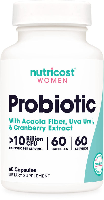 Nutricost Probiotic for Women 10 Billion CFU, 60 Capsules, Complex with Acacia Fiber, Uva Ursi & Cranberry Extract - Non-GMO & Gluten Free