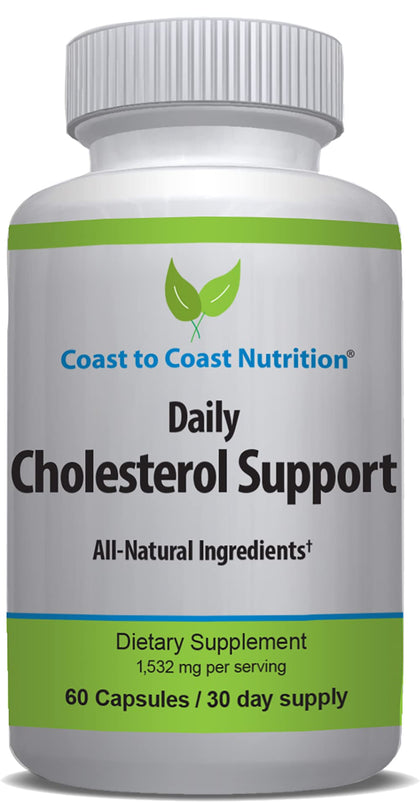 Coast to Coast Nutrition Cholesterol Support Supplement - Support Cardiovascular & Arteries Wellness, Address Bad LDL Levels - Promote Heart Health & Blood Flow - 60 Capsules