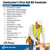 First Aid Only 9302-25M 25-Person Contractor's Emergency First Aid Kit for Home Renovation, Job Sites, and Construction Vehicles, 178 Pieces