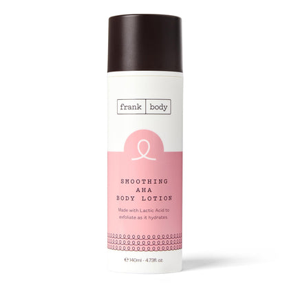 frank body Smoothing AHA Body Lotion | Vegan, Cruelty Free, Body Exfoliant | Fights Breakouts and Hydrates Skin with Lactic & Glycolic Acids, Hydrating Oils, & Mango Seed Butter | 4.73 fl oz / 140 ml