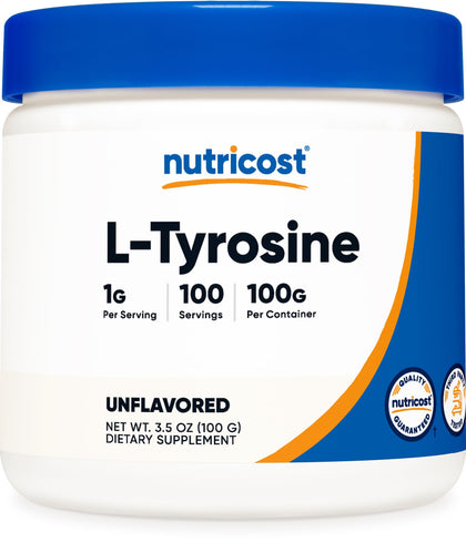 Nutricost L-Tyrosine Powder 100 Grams (100 Servings) - 1G per Serving (Expiry 4/01/2027)