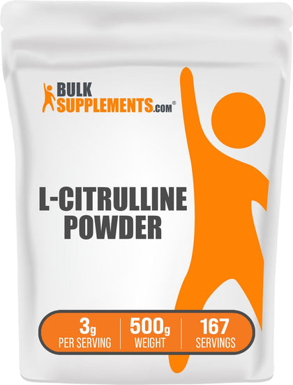 BulkSupplements.com L-Citrulline Powder - Citrulline Supplement, Citrulline Powder - L-Citrulline 3000mg, Unflavored & Gluten Free - 3g per Servings, 500g (1.1 lbs) (Pack of 1)