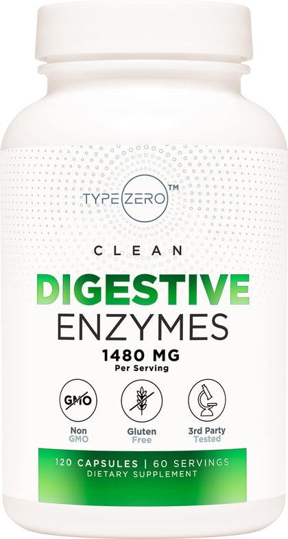 Type Zero Digestive Enzymes (335mg, 120 Capsules) Complete Digestive Enzyme Supplement