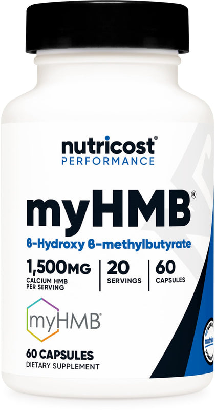 Nutricost myHMB Capsules 1,500MG Calcium HMB Per Serving, 60 Capsules, 20 Servings - Performance Line, Calcium B-hydroxy B-Methylbutyrate Monohydrate