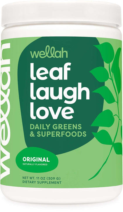 Wellah Leaf, Laugh, Love Super Greens Powder (Unflavored) 30 Servings - Superfood Supplement Drink Mix