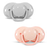 RaZbaby Keep-it-kleen Baby Pacifier (2PK) | 0-36m | Closes When Dropped, Nipple Stays Clean | Silicone Orthodontic Nipple (Grey/Pink)