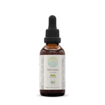 Nervosix B60 Alcohol-Free Extract Tincture, Liquid Drops: Passionflower Herb, Siberian Ginseng Root, Holy Basil Herb, Reishi Mushroom, Rhodiola Root, Schisandra Berry, Gotu Kola Herb. 2 Fl Oz