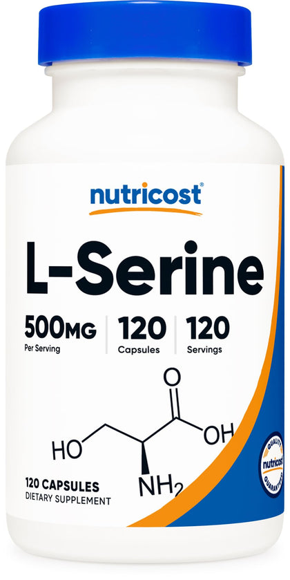 Nutricost L-Serine 500mg, 120 Capsules, 120 Servings - Vegetarian Capsules, Non-GMO, Gluten Free