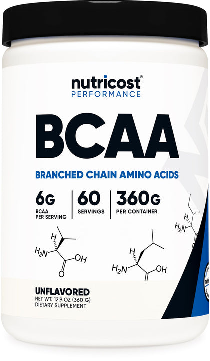 Nutricost BCAA Powder 2:1:1 (Unflavored, 60 Servings) - Vegetarian, Non-GMO, Gluten Free, Branched Chain Amino Acids