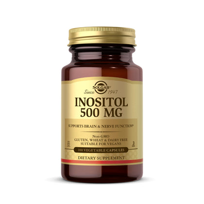 Solgar Inositol 500 mg - 100 Vegetable Capsules - Supports Cellular Function & Brain Health - Vegan, Gluten Free, Dairy Free, Kosher - 100 Servings