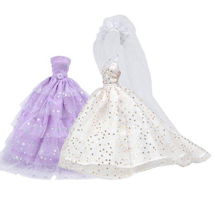 E-TING 2 pcs Beautiful Bride Clothing Party Ball Dresses for Girl Dolls