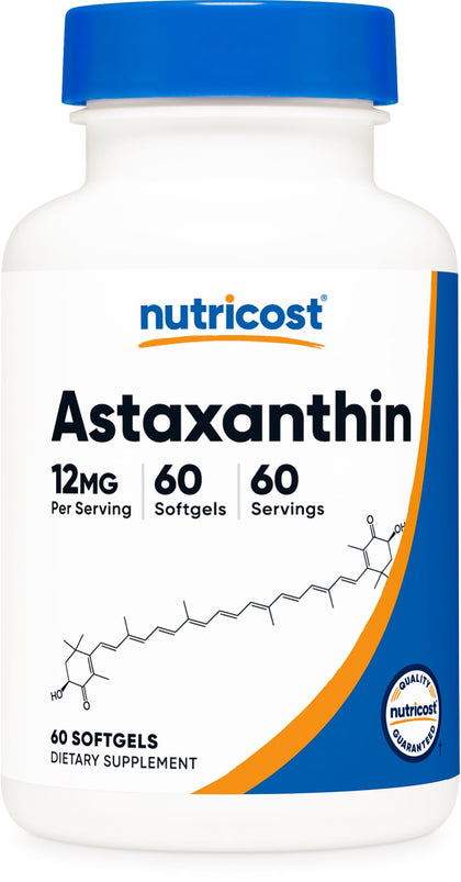 Nutricost Astaxanthin 12mg, 60 Softgels - Non-GMO and Gluten Free (2 Month Supply)