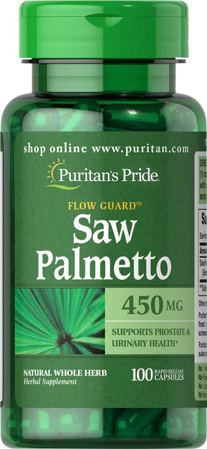 Puritan's Pride Saw Palmetto 450 Mg, Supports Prostate and Urinary Health, 100 Count