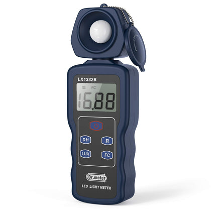 Dr.meter Professional LED Light Meter, Digital Illuminance Meter with 0-200,000 Measuring Ranges and 270 Degree Rotatable Detector