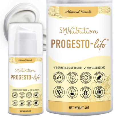 Progesterone Cream for Women Bioidentical 2000mg | Dermatologist-Tested | For Menopause & Menstrual Support | Micronized USP Paraben-Free Progesterone Supplements | Topical ProgestoLife (96 Servings)