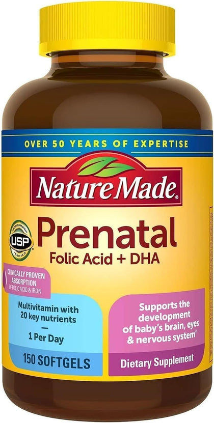 Nature Made Prenatal + Dha 200 mg Dietary Supplement (Netcount 150 Soft Gels), 150Count ()