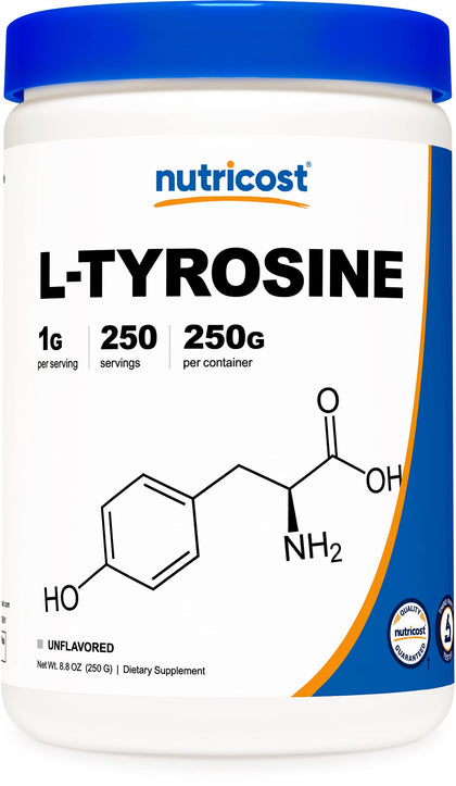 Nutricost L-Tyrosine Powder 250 Grams - Pure L-Tyrosine Powder 1000mg Per Serving