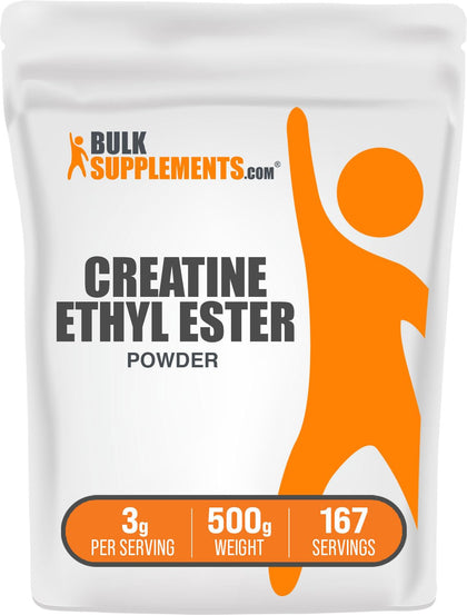 BulkSupplements.com Creatine Ethyl Ester HCl Powder - Creatine Supplement, Creatine Ethyl Ester Powder - Unflavored & Gluten Free, 3g per Serving, 500g (1.1 lbs) (Pack of 1)