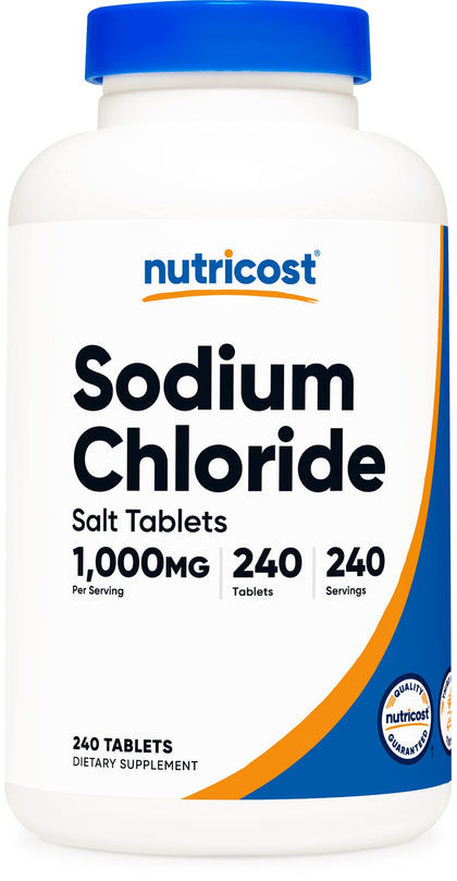 Nutricost Sodium Chloride 1000mg, 240 Tablets - Salt Tablets, Non-GMO, Gluten Free