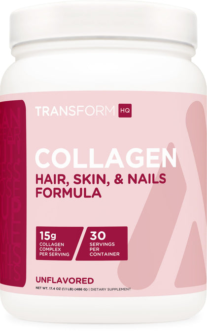 TransformHQ Beauty Collagen (30 Servings) Unflavored - Hair, Skin, & Nails Formula