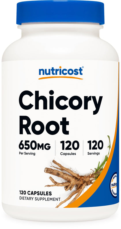 Nutricost Chicory Root 650mg Per Capsule - 120 Plant-Based Capsules, Non-GMO, Gluten Free