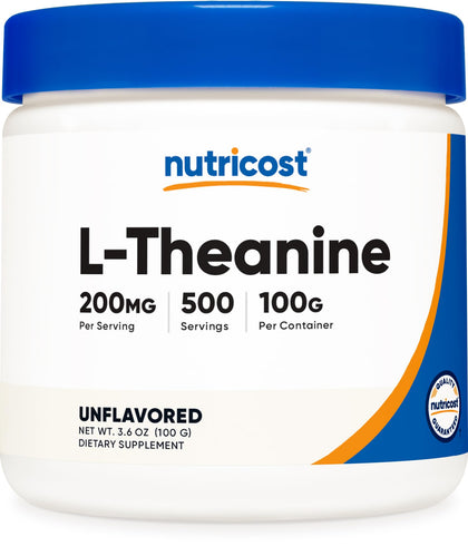 Nutricost L-Theanine Powder 100 Grams - Gluten Free & Non-GMO (Expiry 1/01/2027)