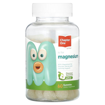 Chapter One Magnesium Gummies for Kids & Adults - Natural Calm Gummies - Calm Magnesium Citrate - Bone and Muscle Function Supplements for Kids & Adults - Mood Support, Kosher Apple Flavor (60)