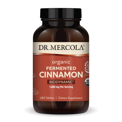 Dr. Mercola Biodynamic Organic Fermented Cinnamon, 90 Servings (180 Tablets), Dietary Supplement, 1000 mg Per Serving, Non-GMO, Certified USDA Organic, Demeter Certified Biodynamic