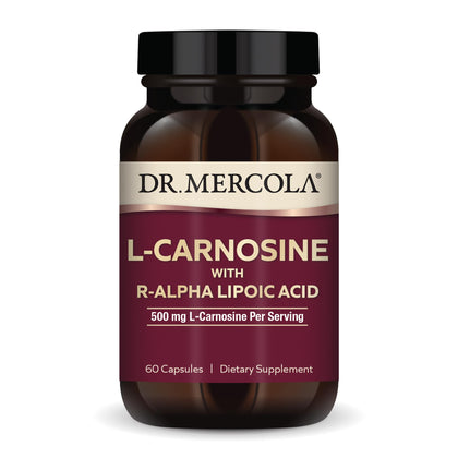 Dr. Mercola L-Carnosine with R-ALA Dietary Supplement, 500 mg L-Carnosine per Serving, 30 Servings (60 Capsules), Non GMO, Gluten Free, Soy Free