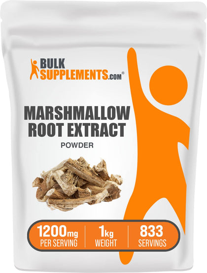 BulkSupplements.com Marshmallow Root Extract Powder - Herbal Extract, Marshmallow Powder, Lung Support Supplement - 1200mg of Marshmallow Extract per Serving, Gluten Free (1 Kilogram - 2.2 lbs)