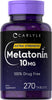 carlyle melatonin 10mg | 270 tablets | drug free aid for adults | vegetarian, non-gmo, gluten free supplement (expiry -5/31/2026)