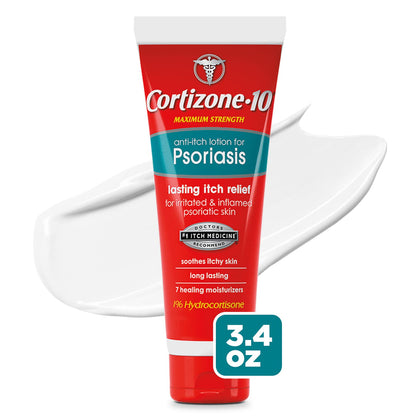 Cortizone 10 Anti-Itch Lotion for Psoriasis 3.4 oz (96g) , Maximum Strength 1% Hydrocortisone