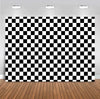 Cosplay Party Banner Checkered Flag Photography Backdrop Vinyl 7x5ft Photo Background White and Black Racing Checker Texture Grid Birthday Chess Board Decoration Supplies Photo Booth Studio Props