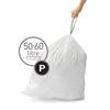 simplehuman Code P 60 Count, Genuine Custom Fit Liners, Drawstring Trash Bags in Dispenser Packs, 50-60 Liter / 13-16 Gallon