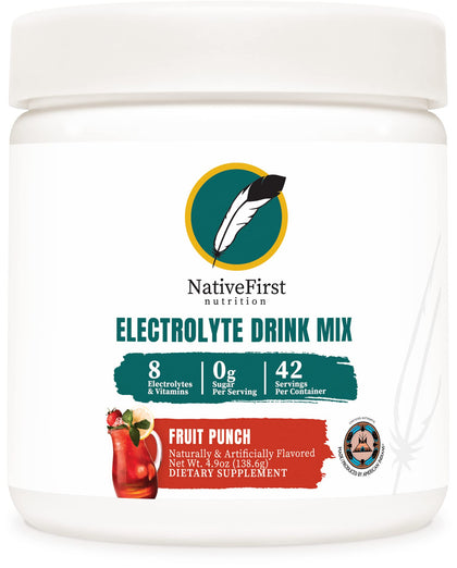 NativeFirst Electrolyte Drink Mix (42 Servings) - Gluten Free, Non-GMO (Fruit Punch)