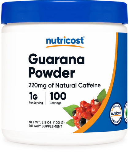 Nutricost Guarana Extract Powder 100 Grams - Natural Brazilian Herbal Caffeine/Energizer Supplement