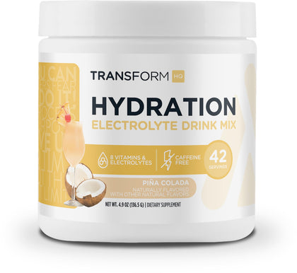 TransformHQ Hydration 42 Servings (Pina Colada) - Electrolytes, Mental Clarity, Vitamins