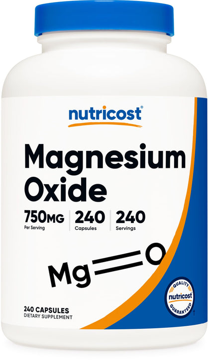 Nutricost Magnesium Oxide 750mg, 240 Capsules - 420mg of Magnesium, Non-GMO, Gluten Free