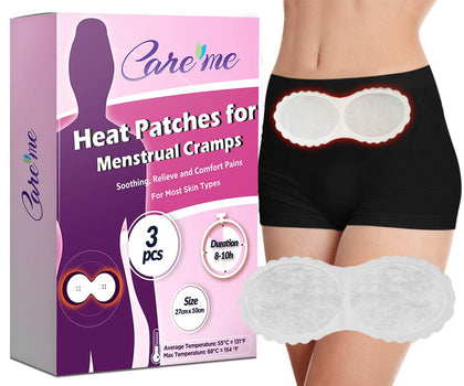 Portable Heating Pad for Menstrual Cramps and Period Pain Relief- Adhesive Heat Patches on Clothing- Suitable for All Skin Types- 3 Patches in 1 Pack-Comparable to Thermacare Menstrual Heat Wraps