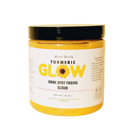 All-Natural Turmeric Glow Scrub for rough & textured skin, Dark Spot Reduction, hyperpigmentation - Gentle Exfoliating Facial Scrub 10 Oz