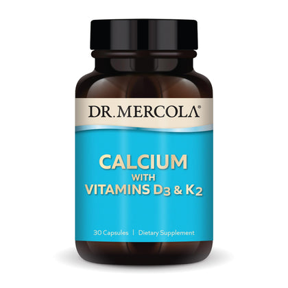 Dr. Mercola Calcium with Vitamins D3 & K2, 30 Servings (30 Capsules), Dietary Supplement, Supports Bone and Organ Health, Non GMO