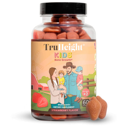 TruHeight Kids Bone Development Gummies (Ages 2+) All Natural Kids & Toddler Vitamins - Vitamin D, Calcium, K2, Magnesium Multivitamin - Pediatrician Recommended Vitamin - Vegan, Non GMO Supplement