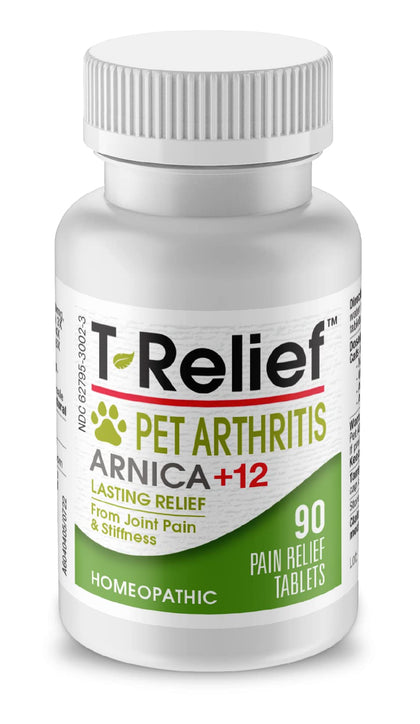 MediNatura T-Relief Pet Arthritis Relief Arnica +12 Powerful Natural Homeopathic Medicines Help Ease Hip & Joint Pain Soreness & Stiffness for Dog & Cat - 90 Tablets