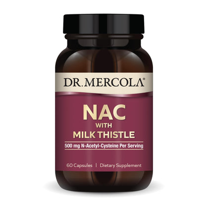 Dr. Mercola NAC with Milk Thistle, 30 Servings (60 Capsules), 500 mg N-Acetyl-Cysteine Per Serving, Dietary Supplement, Supports Normal Detoxification Processes, Non-GMO