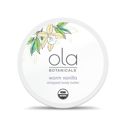 Dr. Mercola Ola Botanical Warm Vanilla Whipped Body Butter, 4 Oz. (113 g), Deeply Hydrate & Nourish, Organic Shea Butter, USDA Organic, Non-GMO