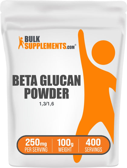 BulkSupplements.com Beta Glucan Powder (1,3/1,6) - Beta Glucan Supplements - Immune Support Supplement - Fiber Supplement - Beta-Glucan 250mg Powder (100 Grams - 3.5 oz)