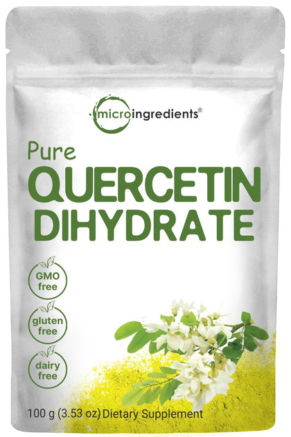 Pure Quercetin Dihydrate Powder, Quercetin 500mg Per Serving, 100 Grams, Most Bioavailable Grade and Filler Free, Powerful Antioxidant Supports Energy, Immune System , No GMOs and Vegan