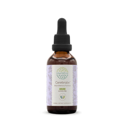 Cerebralix B60 Alcohol-Free Extract Tincture: Gotu Kola Herb,Ginkgo Biloba Leaf, Rosemary Leaf, Sage Leaf, Brahmi Herb, Ashwagandha Root, Lemon Balm Leaf. Brain/Memory Formula 2 Fl Oz